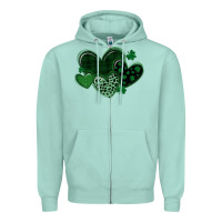 Seafoam leopard hearts st patricks day Zipper Hoodie - MaliasSmallBusiness