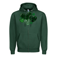 Sports Green leopard hearts st patricks day Zipper Hoodie - MaliasSmallBusiness
