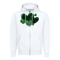 White leopard hearts st patricks day Zipper Hoodie - MaliasSmallBusiness