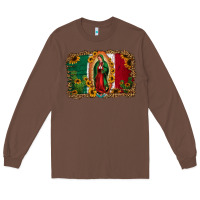 Chestnut our lady of Guadalupe Mexican flag background Long Sleeve Tee - Jasminsmagicworld