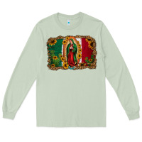 Matcha our lady of Guadalupe Mexican flag background Long Sleeve Tee - Jasminsmagicworld