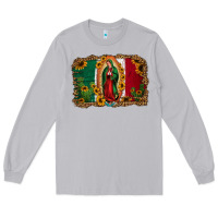 Moon Dust our lady of Guadalupe Mexican flag background Long Sleeve Tee - Jasminsmagicworld