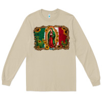 Mushroom our lady of Guadalupe Mexican flag background Long Sleeve Tee - Jasminsmagicworld