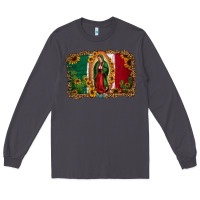 Smoke our lady of Guadalupe Mexican flag background Long Sleeve Tee - Jasminsmagicworld