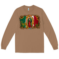 Toasted Coconut our lady of Guadalupe Mexican flag background Long Sleeve Tee - Jasminsmagicworld
