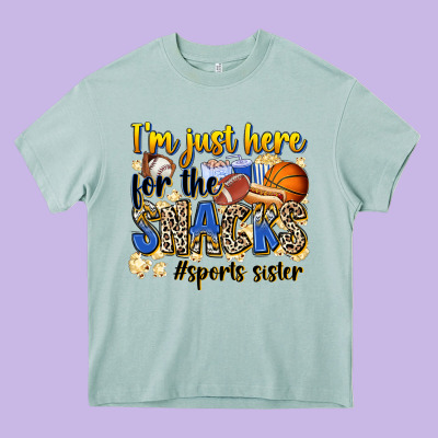 Im Just Here For The Snacks Sports Sister Heavy Core Tee Designed By Zillion Design Studio