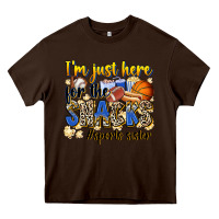 Chocolate Brown im just here for the snacks sports sister Heavy Core Tee - Zillion Design Studio