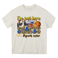 Cream im just here for the snacks sports sister Heavy Core Tee - Zillion Design Studio