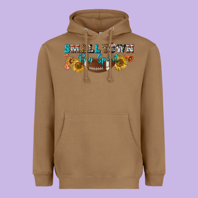 Small Town Big Spirit Heavyweight Hoodie Designed By Bundleandbundleshop