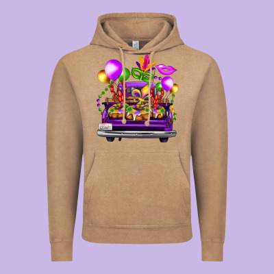 Mardi Gras Farm Truck Vintage Hoodie Designed By Fadigitalartstudio