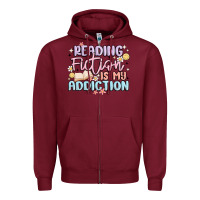 Burgundy reading fiction is my addiction Zipper Hoodie - MaliasSmallBusiness