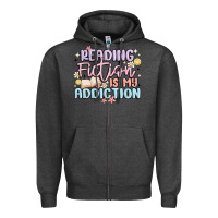 Charcoal Heather reading fiction is my addiction Zipper Hoodie - MaliasSmallBusiness