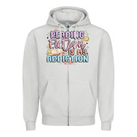 Dove Grey reading fiction is my addiction Zipper Hoodie - MaliasSmallBusiness