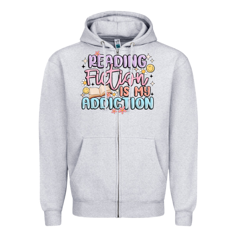 Reading Fiction Is My Addiction Zipper Hoodie by MaliasSmallBusiness | Teevron