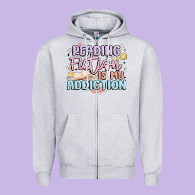 Reading Fiction Is My Addiction Zipper Hoodie Designed By Maliassmallbusiness