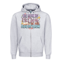 Heather Grey reading fiction is my addiction Zipper Hoodie - MaliasSmallBusiness