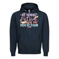 Navy reading fiction is my addiction Zipper Hoodie - MaliasSmallBusiness