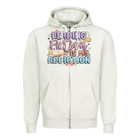 Oatmeal Heather reading fiction is my addiction Zipper Hoodie - MaliasSmallBusiness