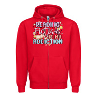 Red reading fiction is my addiction Zipper Hoodie - MaliasSmallBusiness