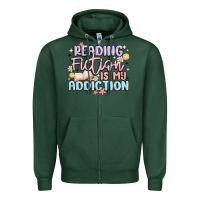 Sports Green reading fiction is my addiction Zipper Hoodie - MaliasSmallBusiness