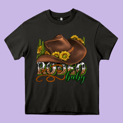 Rodeo Baby Western Heavy Core Tee Designed By Texasbilliewilder