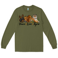 Army Green Peace Love Tigers Long Sleeve Tee - LillyAllenDesigns