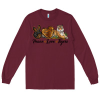 Burgundy Peace Love Tigers Long Sleeve Tee - LillyAllenDesigns