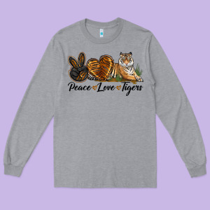 Peace Love Tigers Long Sleeve Tee Designed By Lillyallendesigns