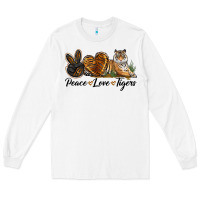 White Peace Love Tigers Long Sleeve Tee - LillyAllenDesigns