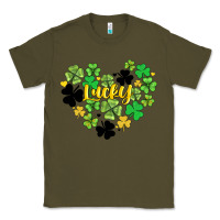 Army Green lucky heart shaped clover Classic Tee - AdoDesignShop