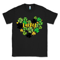 Black lucky heart shaped clover Classic Tee - AdoDesignShop
