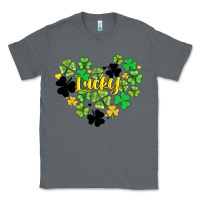 Charcoal Heather lucky heart shaped clover Classic Tee - AdoDesignShop