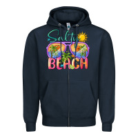 Navy salty beach Zipper Hoodie - MaliasSmallBusiness