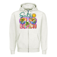 Oatmeal Heather salty beach Zipper Hoodie - MaliasSmallBusiness