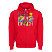 Red salty beach Zipper Hoodie - MaliasSmallBusiness