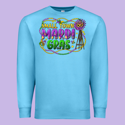 Small Town Mardi Gras Premium Sweatshirt Designed By Lillyallendesigns