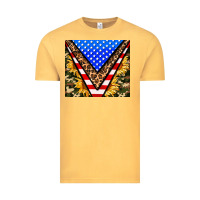 Vintage Mustard american sunflower and camouflage Vintage Tee - AdoDesignShop
