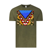 Vintage Olive american sunflower and camouflage Vintage Tee - AdoDesignShop