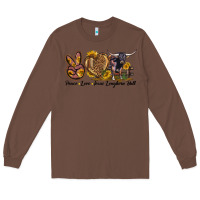 Chestnut Peace Love Texas Longhorn Bull Long Sleeve Tee - LillyAllenDesigns