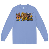 Colony Blue Peace Love Texas Longhorn Bull Long Sleeve Tee - LillyAllenDesigns
