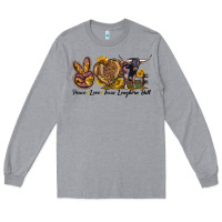 Heather Grey Peace Love Texas Longhorn Bull Long Sleeve Tee - LillyAllenDesigns