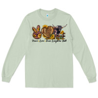 Matcha Peace Love Texas Longhorn Bull Long Sleeve Tee - LillyAllenDesigns