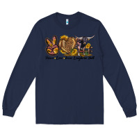 Navy Peace Love Texas Longhorn Bull Long Sleeve Tee - LillyAllenDesigns