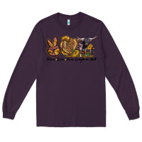 Plum Peace Love Texas Longhorn Bull Long Sleeve Tee - LillyAllenDesigns