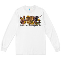 White Peace Love Texas Longhorn Bull Long Sleeve Tee - LillyAllenDesigns