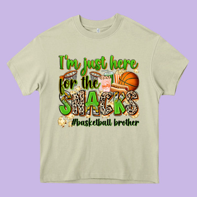 Im Just Here For The Snacks Basketball Brother Heavy Core Tee Designed By Zillion Design Studio