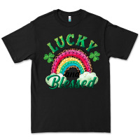 Black Lucky and blessed rainbow Premium Tee - RanaPortraitStore