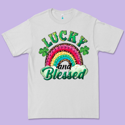 Premium Tee Lucky and blessed rainbow
