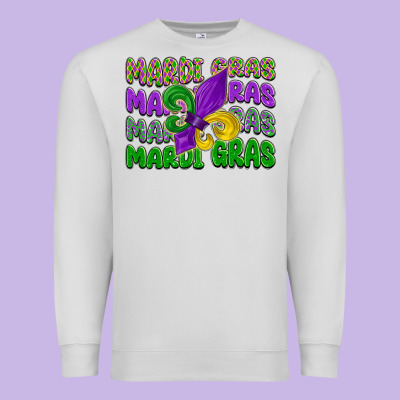 Mardi Gras With Fleur De Lis Premium Sweatshirt Designed By Lillyallendesigns