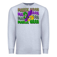 Heather Grey mardi gras with fleur de lis Premium Sweatshirt - LillyAllenDesigns